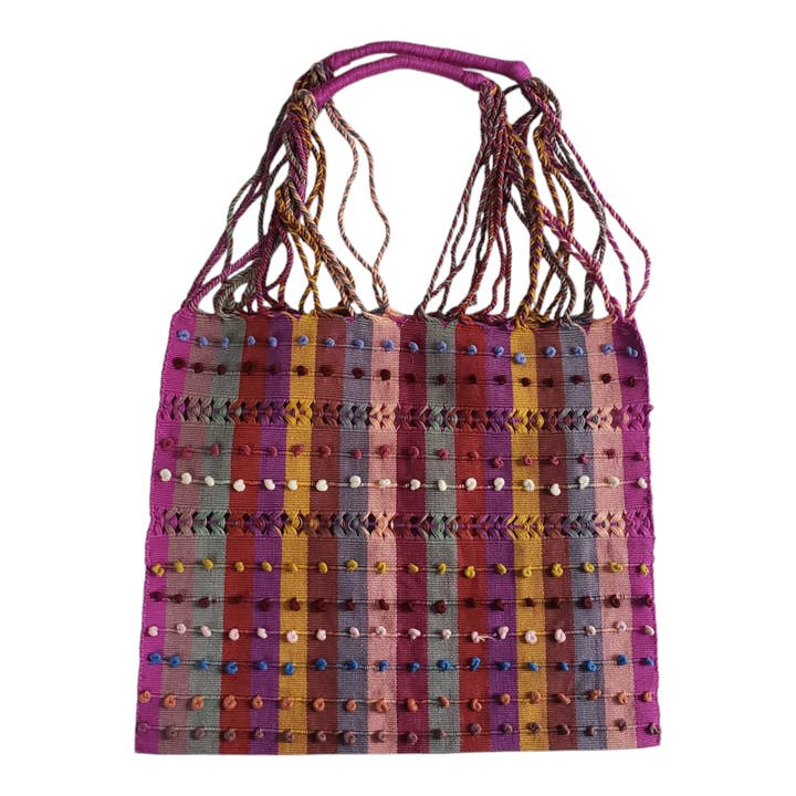 The Little Pueblo - Wholesale Tote Bag - Unisex - Mini Mexican Striped Hammock Bag Woven Tote from Oaxaca