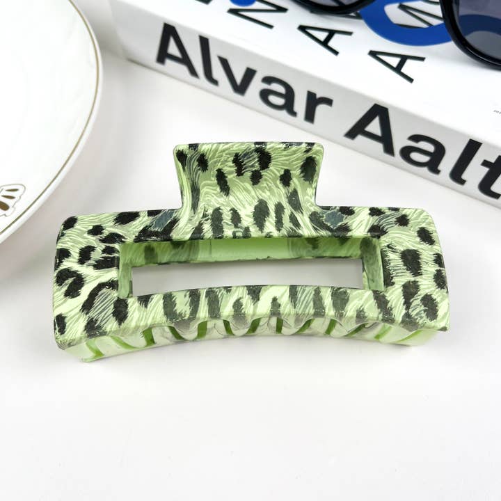 SoapElenGlen - Venta al por mayor Horquilla para el pelo - Mujer - Pinza rectangular para el pelo con estampado de leopardo a rayas7