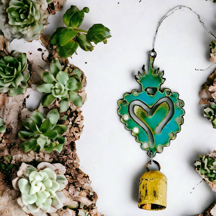 Heart Ornament Milagro heart wind chimes Cool gifts Hippie for wholesale by Iron Jewel