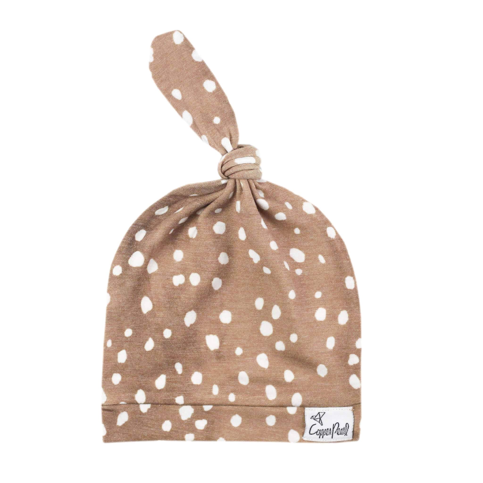 Copper Pearl - Wholesale Newborn/Knit Hat - Baby - Top Knot Hat - Fawn1
