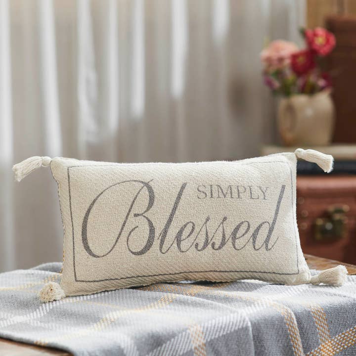 VHC Brands - Wholesale Throw/Decorative Pillow - Harvest Blessings Simply Blessed Woven Pillow 7x13