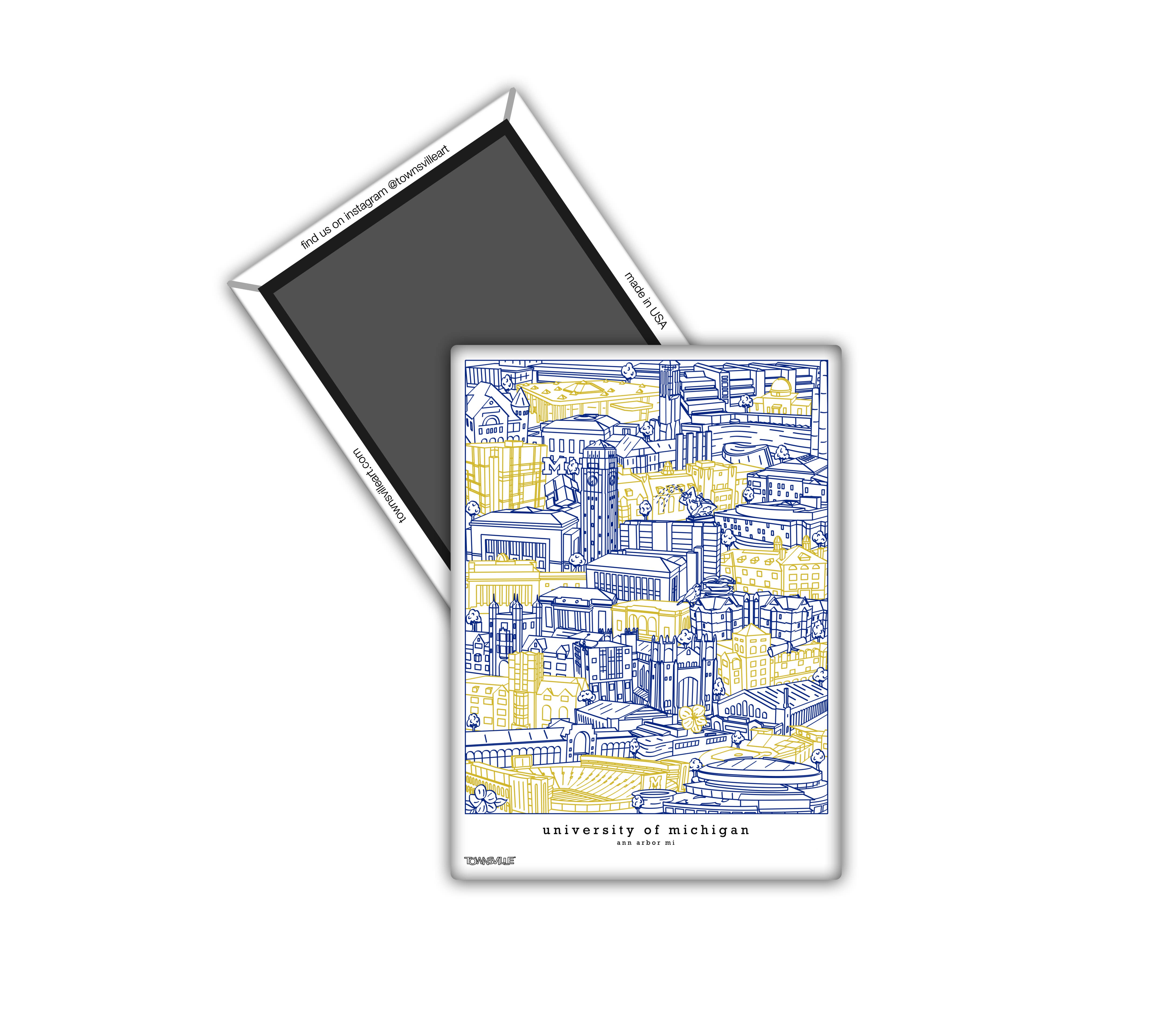 Townsville Art - Wholesale Sticker - University of Michigan Campus Artwork Sticker or Magnet1