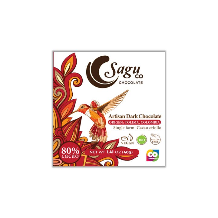 Organic Dark Chocolate Bar 80% Cacao 40g for wholesale by SAGU CO CHOCOLATE