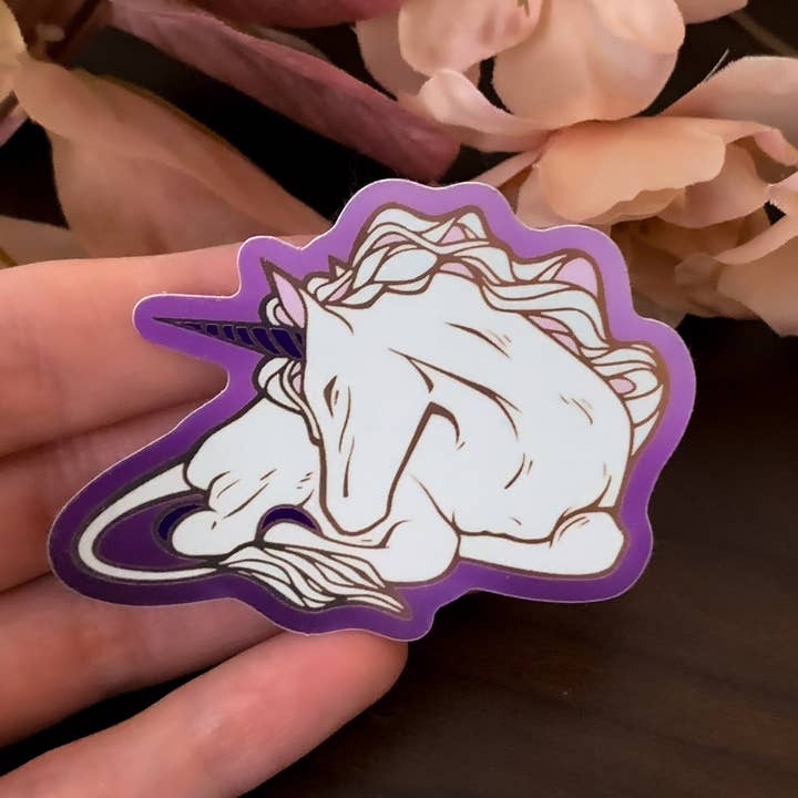 Enchanted Forest Unicorn Die Cut Gold Mirror Effect Sticker for wholesale by Keely Studios