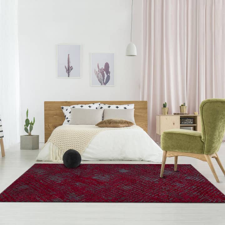 O&Ko - Wholesale Rug Pad - Teremide Relief Red Living Room Rug 75X150Cm1