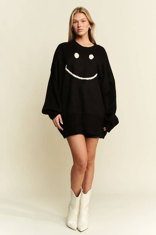 JADE BY JANE - Wholesale Knit Sweater - Women's - OVERSIZED LONG SLEEVE SMILE SWEATER