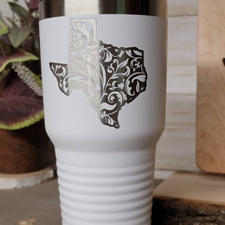 Gobelet gravé Texas Floral pour la vente par Clack Design