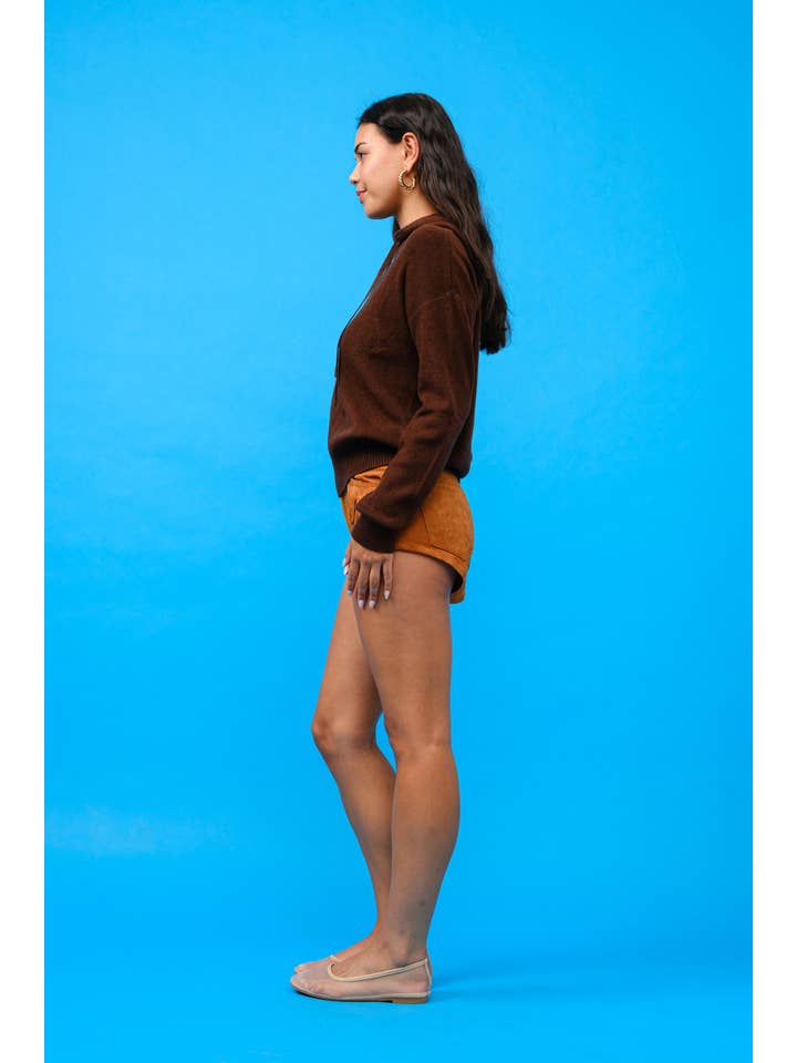 Brown CASHMERE HOODIE SWEATER S6297 for wholesale on Faire3