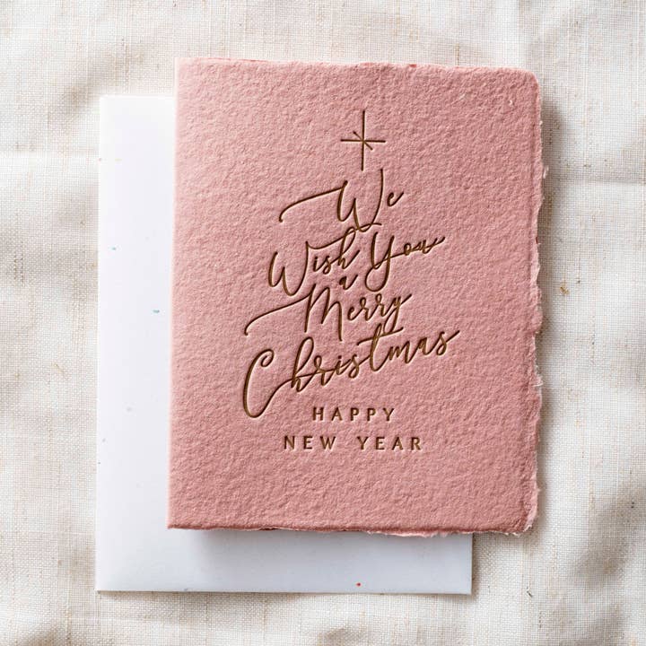 Christmas Box Set | Wish You A Merry Christmas Tree Mauve for wholesale by Paper Baristas