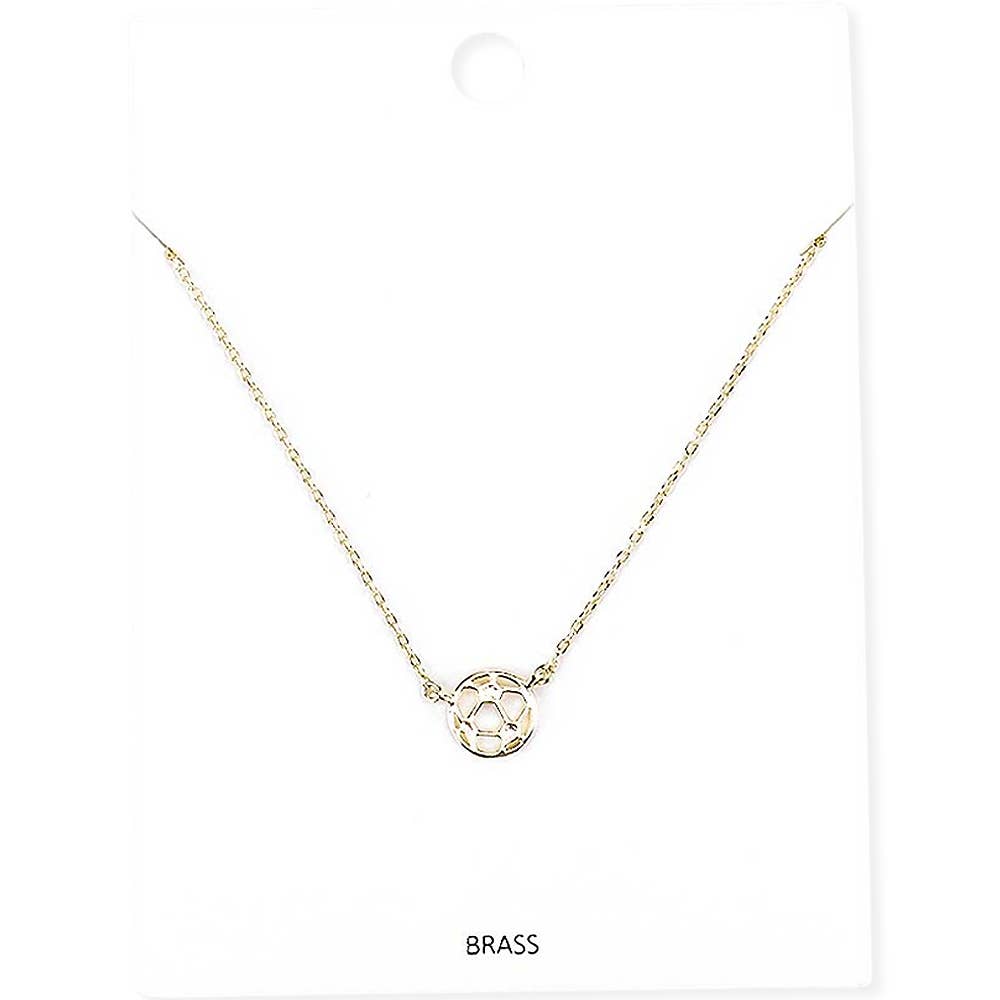 Sensibling Corp. - Wholesale Pendant/Charm Necklace - Brass Metal Cutout Soccer Ball Pendant Necklace0