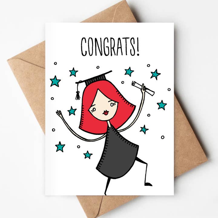 Félicitations Diplômé Carte Écologique Diplôme, Réussite pour la vente par Jenna's Doodles