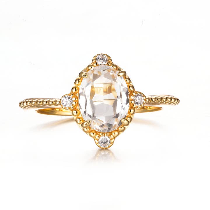 White Topaz Versailles Ring- 14k Gold Vermeil for wholesale on Faire