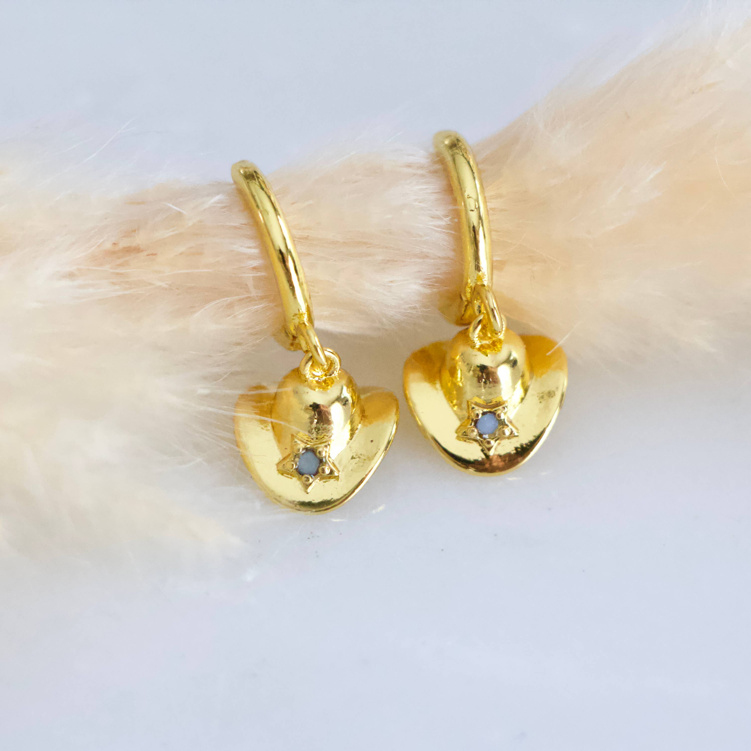 Mesa Blue - Wholesale Huggie Earrings - Opal Cowboy Hat Huggie Earrings 1