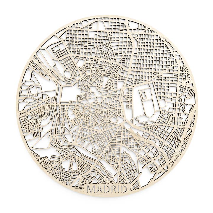 Wooden city map, Spain Madrid for wholesale by Papurino