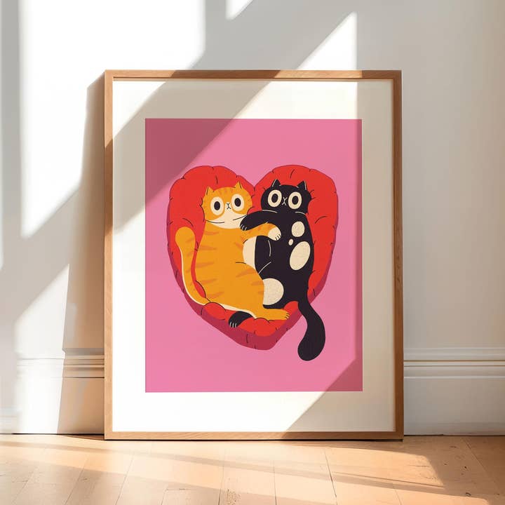 Valentine's Day Cat Duo Poster for wholesale by Stefouchat