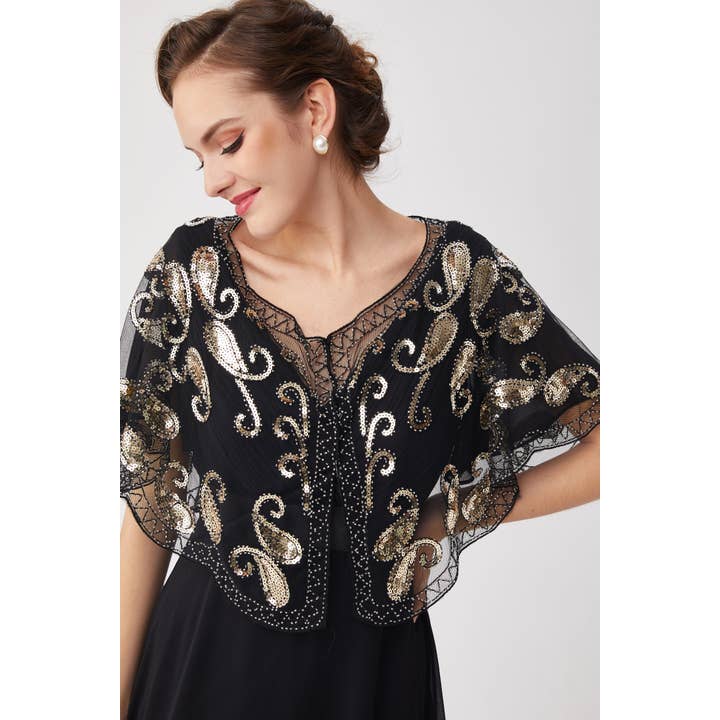 BABEYOND – Großhandel Schultertuch – Damen – Pailletten-Perlen-Gatsby-Schal der 1920er Jahre3