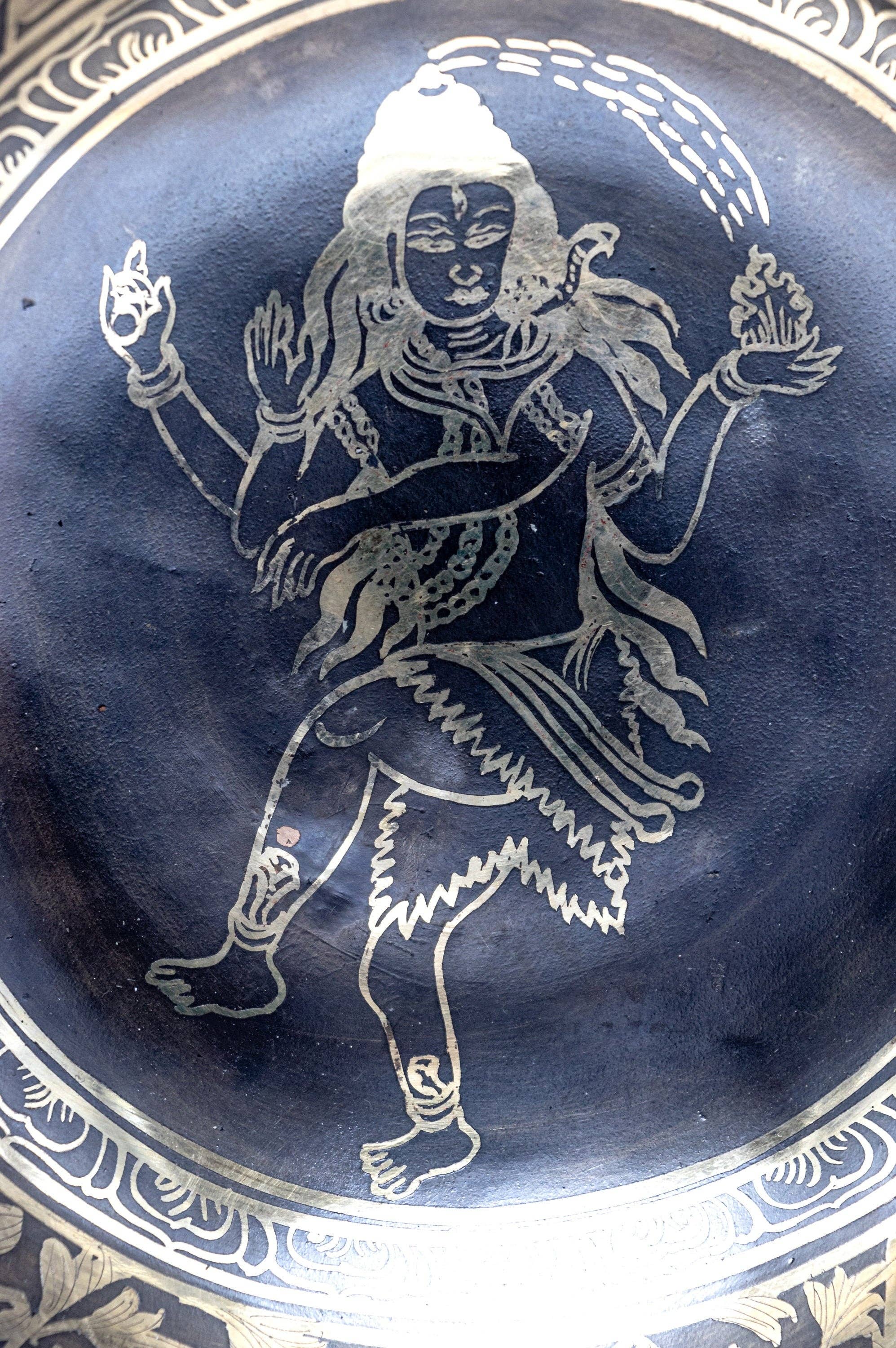 Fwosi - Venta al por mayor Artículo de meditación - Juego de Meditación con Cuenco Sonoro de 10 Pulgadas para Tallado a Mano del Señor Shiva con Mazo1