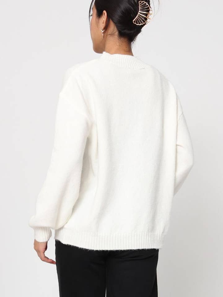 DIX-ONZE - Wholesale Knit Sweater - Women's - Soft Plain Sweater – Round Neck & Long Sleeves11