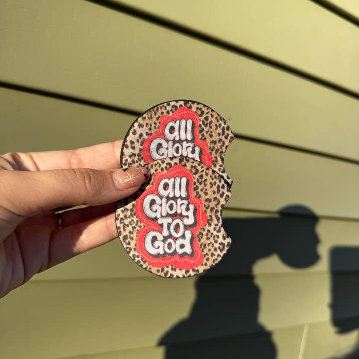 Ensemble de sous-verres de voiture Toute la gloire à Dieu pour la vente par SarahMackenzieStudio