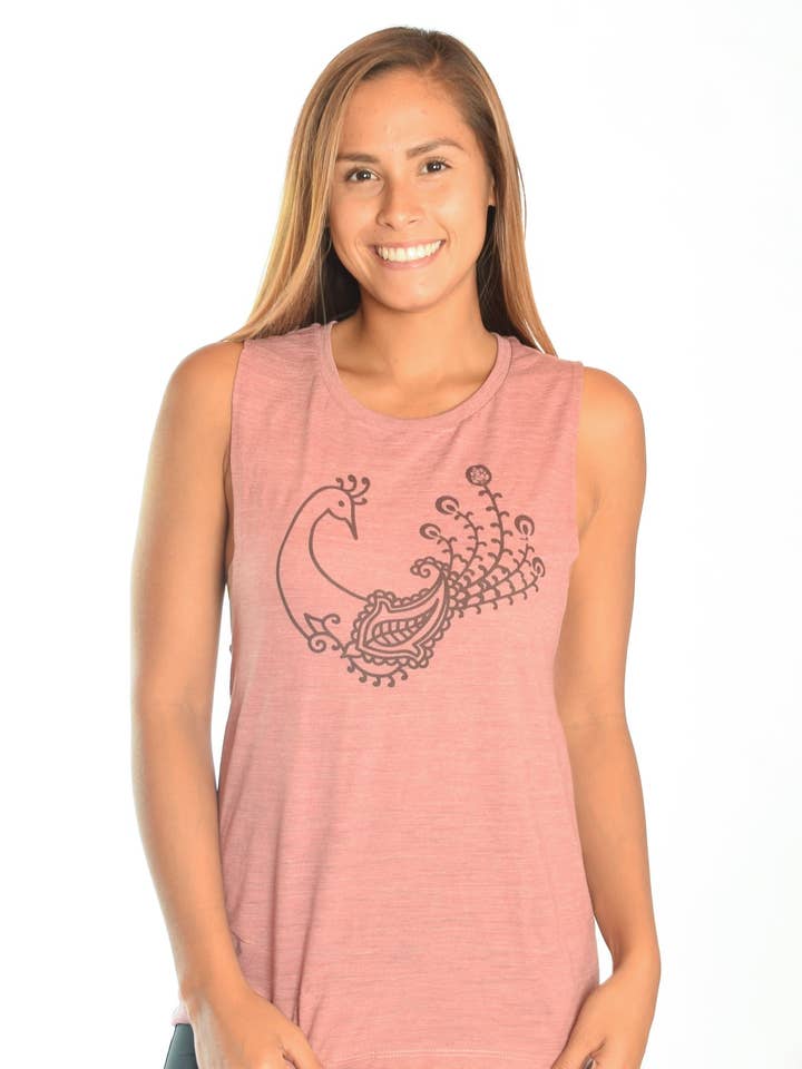 Henna Peacock on Boyfriend Tee for wholesale by Third Eye Threads