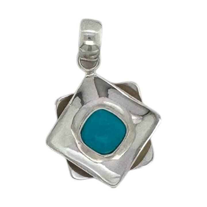 STERLING SILVER BLUE ECHO PENDANT WITH TURQUOISE for wholesale by Balaam Design