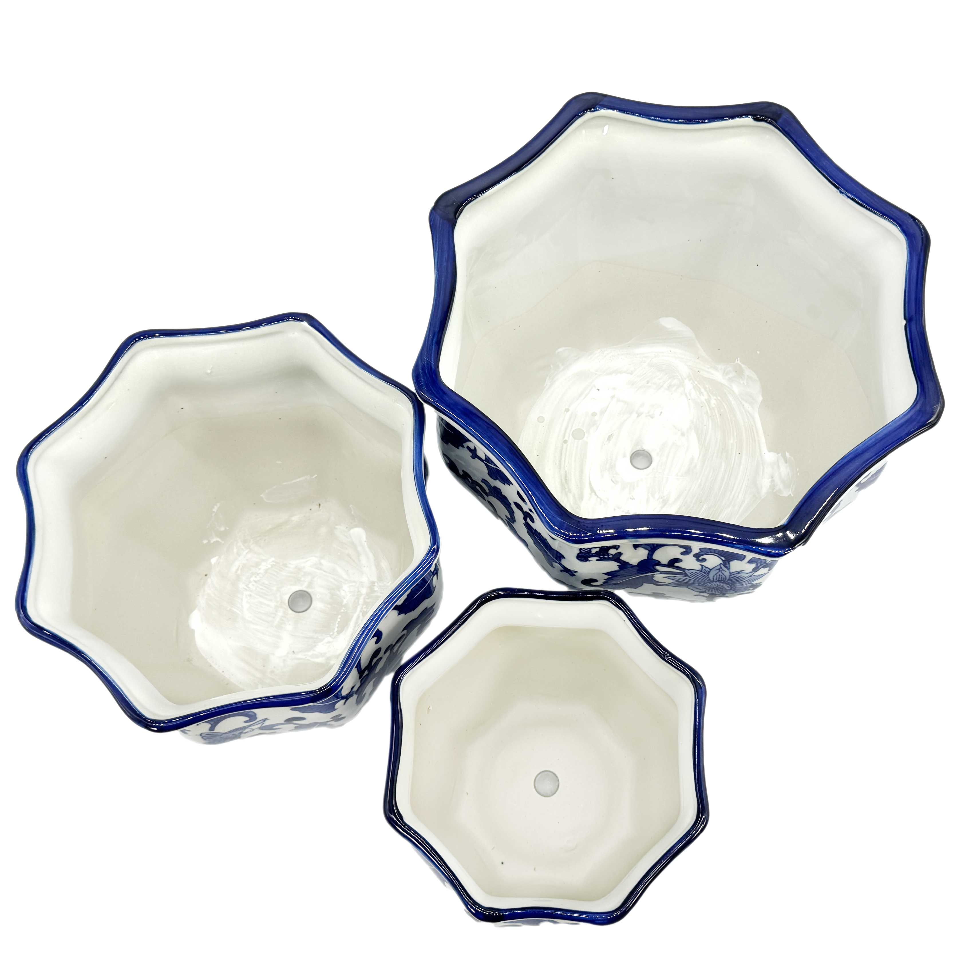 Galt International Company - Vendita all'ingrosso Vasi per piante - Set di 3 vasi per fioriere in ceramica Chinoiserie, 7,5"/10"/13"3