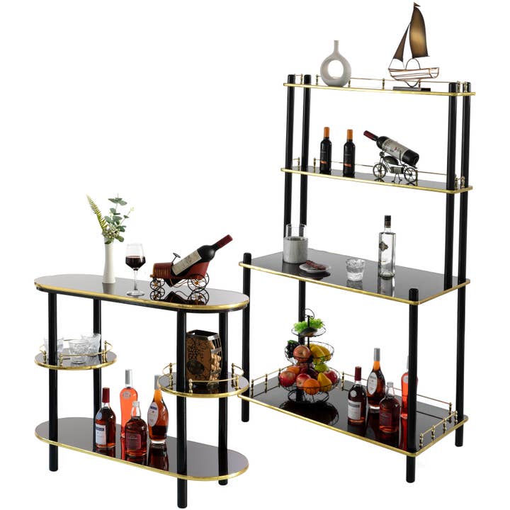 Quickway Imports - Wholesale Bar Cart - Bar Console with Open Shelves for Glasses and Bottles1