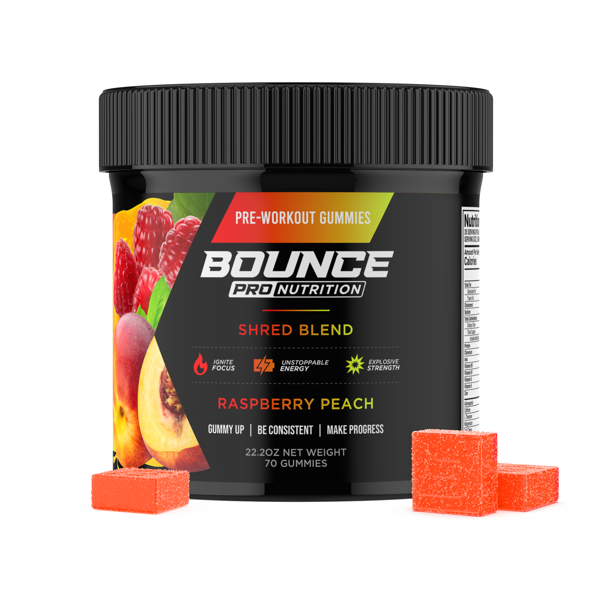 Bounce Nutrition - Wholesale Oral Supplement/Vitamin - Pre-Workout Gummies - Shred Blend V25