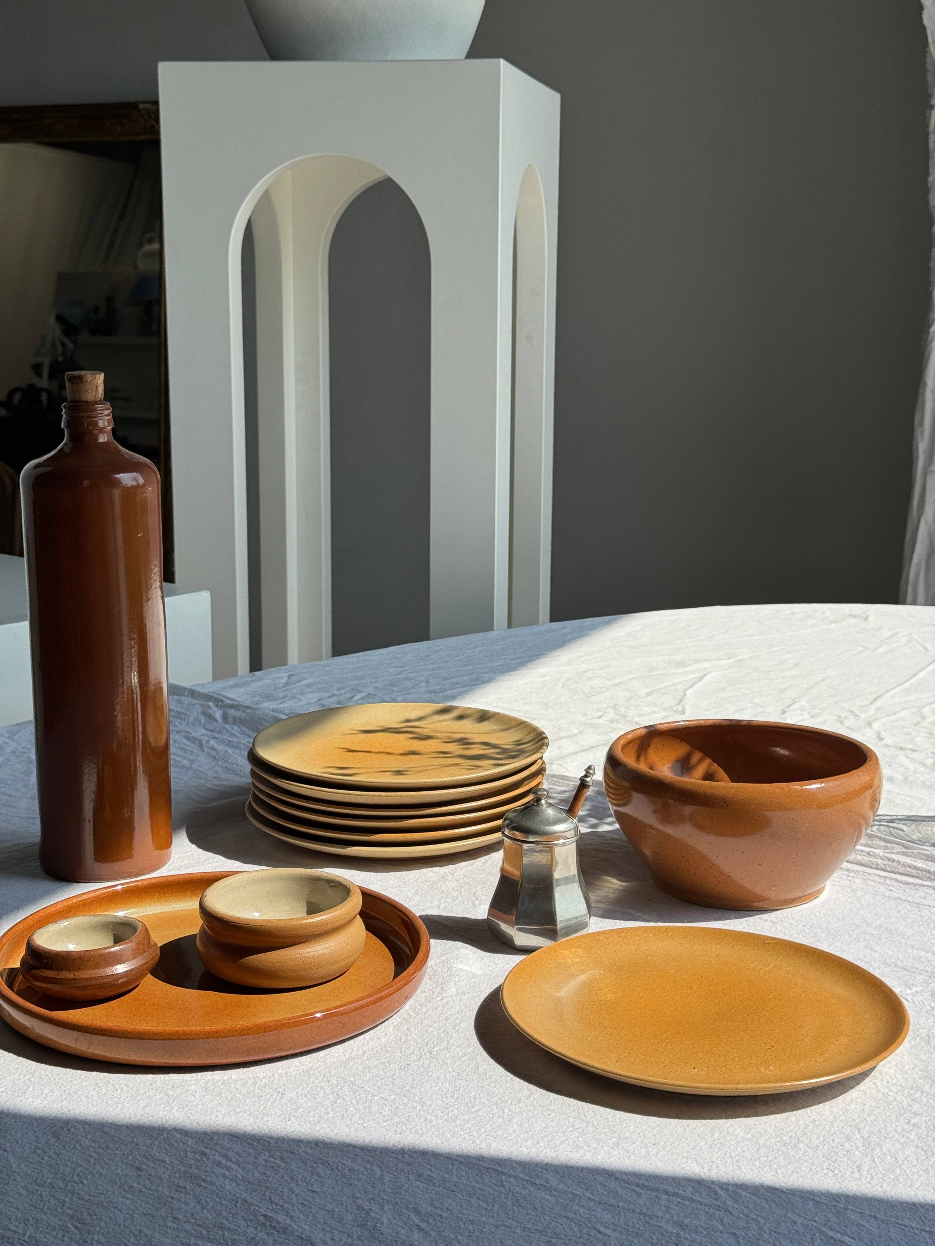 Medium stoneware bowl Digoin Grès Pots France brown orange D17 for wholesale on Faire9
