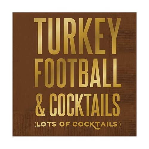 Foil Beverage Napkins - Turkey Football for wholesale by Slant Collections by Creative Brands