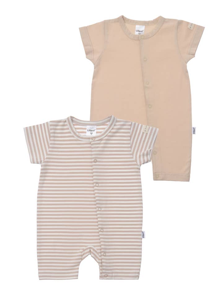 2-pack rompers beige and beige striped for wholesale by Liliput
