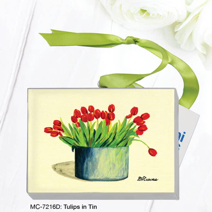 Tulips in Tin, Mini Canvas (MC-7216D) for wholesale by Printed Canvas