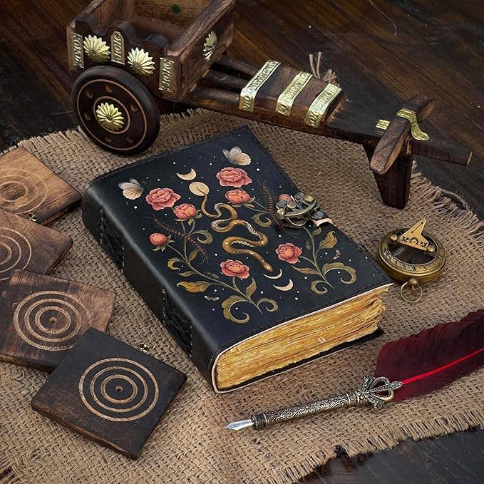MNM HANDICRAFTS - Wholesale Journal/Diary - Grimoire Journal Leather Sketchbook Serpent Garden Notebook1