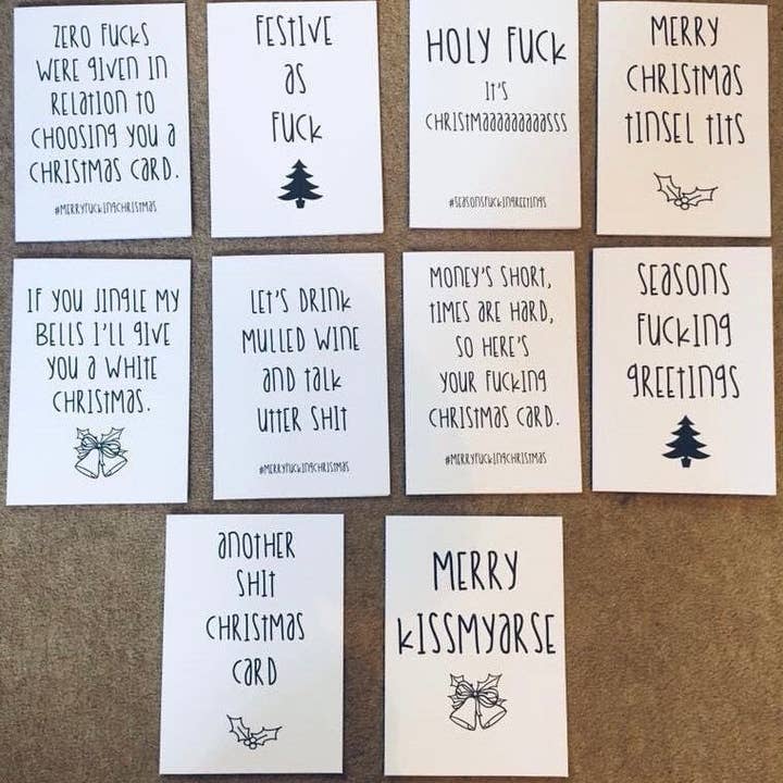 Rude Christmas Card. Profane Adult, Swearing. C6 Size with Red Envelope. Blank inside. Bah fucking Humbug. Free UK Postage. for wholesale by Scent with Profanity