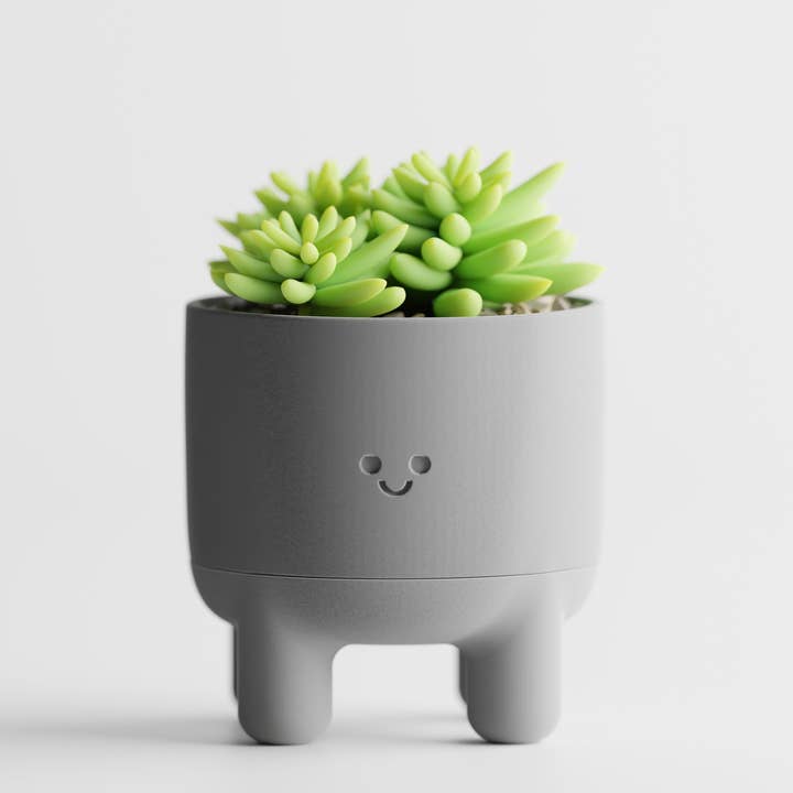 The Butler's Company - Wholesale Plant pot - Happy Smiley Face Planter with Drip Tray Solid Colors5