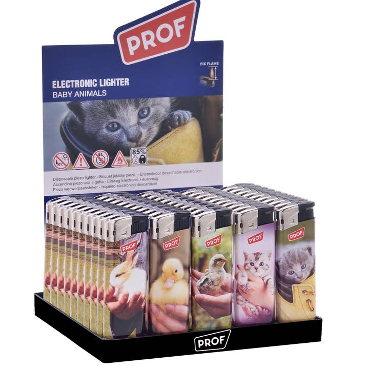 PROF DISPLAY 50 FIXFLAM BABY DYR LIGHTERE for engroshandel hos PROF