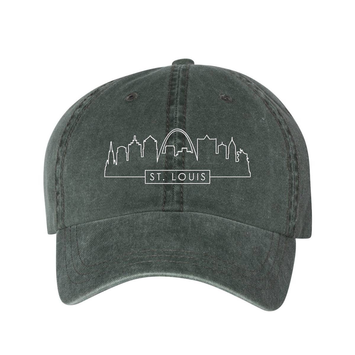 Lucky Luna Apparel - Wholesale Baseball Cap - Unisex - Skyline St. Louis Embroidered Pigment Dyed Dad Hat8