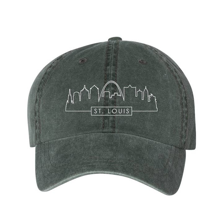 Lucky Luna Apparel - Wholesale Baseball Cap - Unisex - Skyline St. Louis Embroidered Pigment Dyed Dad Hat8