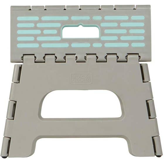 Black+Decker Tritthocker, zusammenklappbar, 9 Zoll, Grau/Blaugrün für den Großhandel von Vanderbilt Home Collections