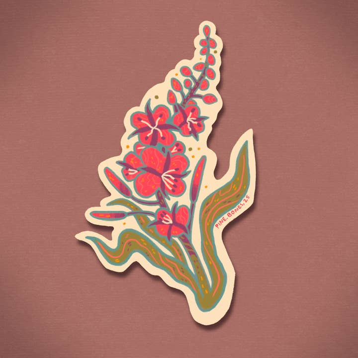 Fireweed Wildflower - Durable & Weatherproof Sticker for wholesale by Pine Bones