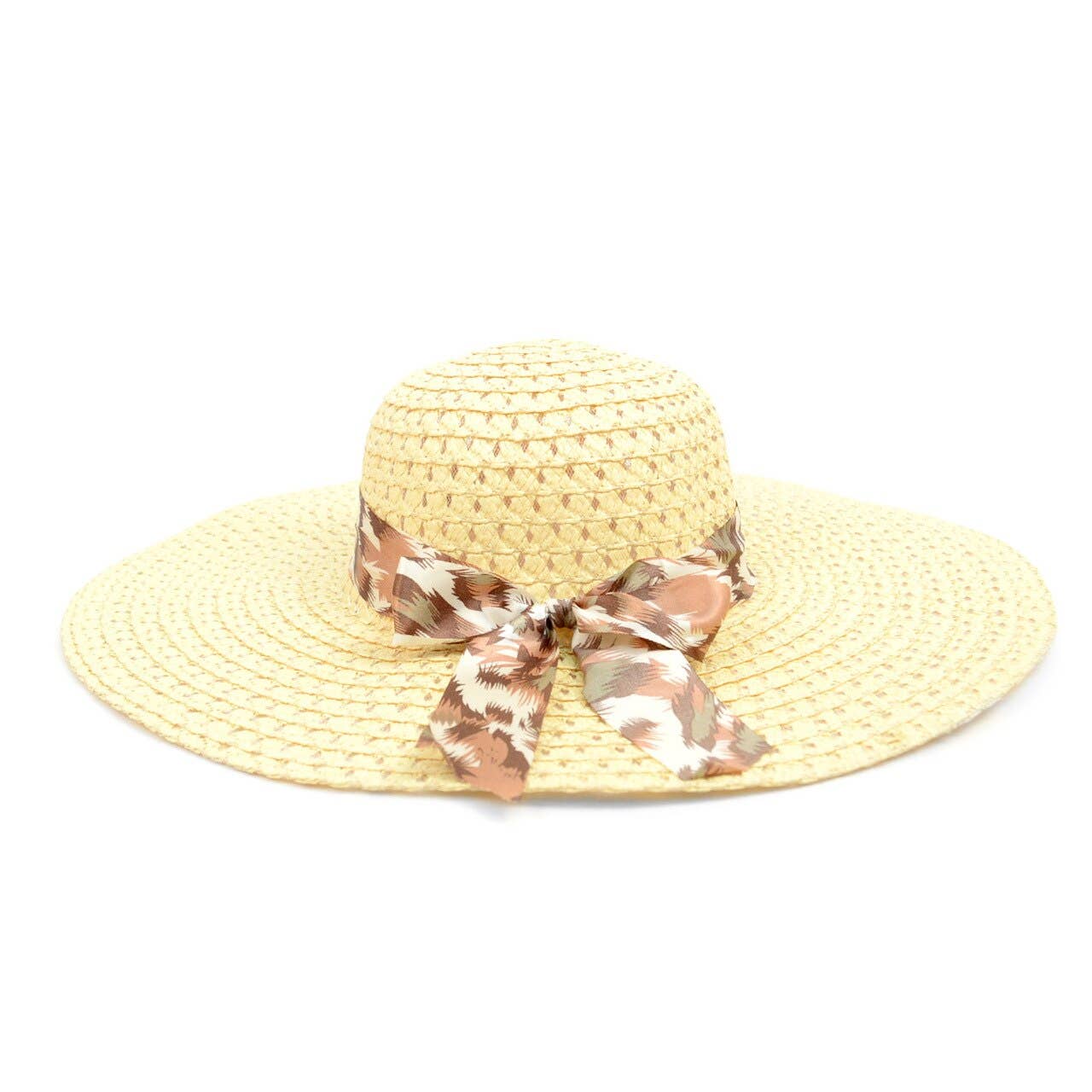 Selini New York - Wholesale Straw Hat - Women's - Women's 4.25" Brim Tan Bow Brown Floppy Hat2