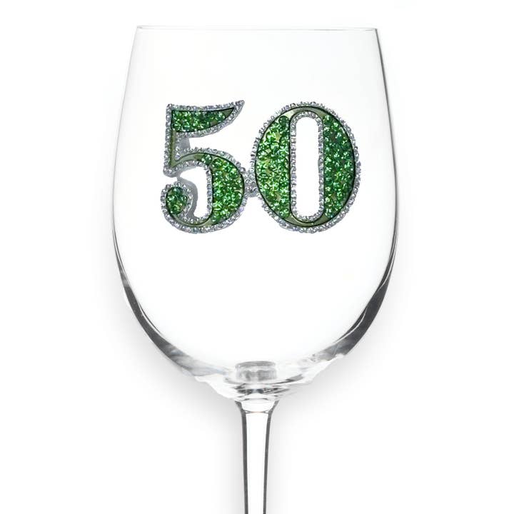 The Queens' Jewels® - Vendita all'ingrosso Bicchieri da vino - Bicchiere da vino con stelo ingioiellato per 50° compleanno1