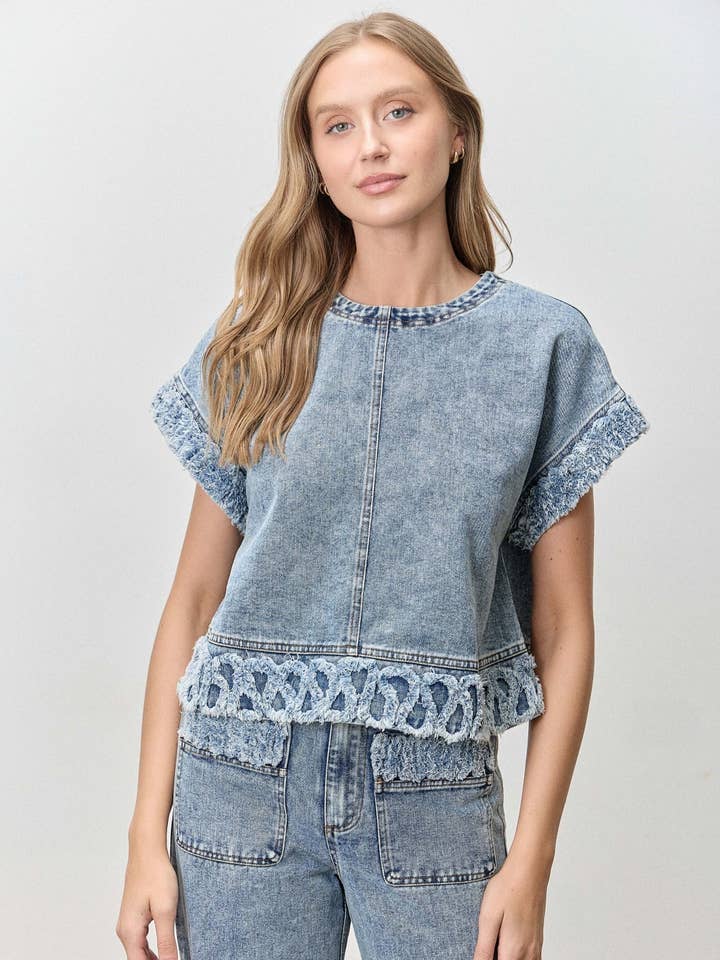 Top de Ganga Quadrado com Acabamento em Croché de Coração por atacado de Polagram by Wellmade USA