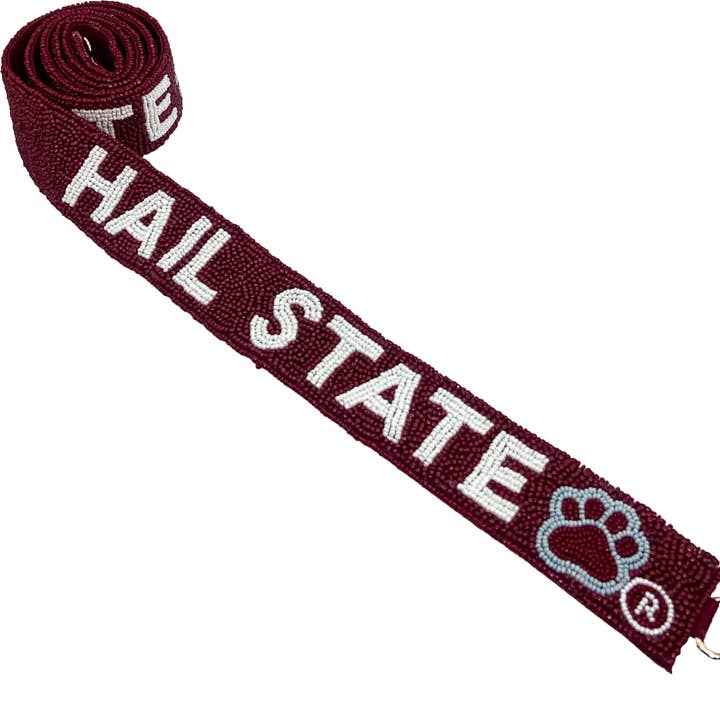 HAIL STATE BURGUNDY BEADED STRAP for wholesale by Pizzazz, Inc.