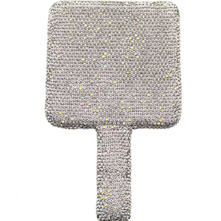Ole - Wholesale Compact mirror - Square Ceramic Rhinestone Hand Mirror M04302