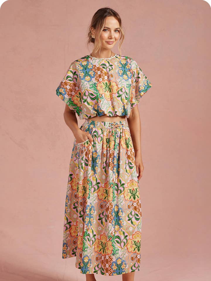 Ensemble jupe midi 2 pièces avec bordure en crochet Garden Party pour la vente par Strut & Bolt