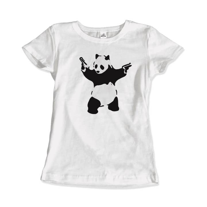 Art-O-Rama Shop - Wholesale Screen Printed T-Shirt - Women's - Banksy Pandamonium Armed Panda Artwork T-Shirt6