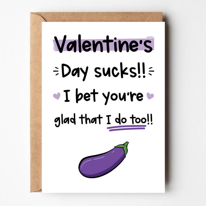 Valentine's Day Sucks, I Do Too - Valentines Day Card for wholesale by The Laughing Sloth