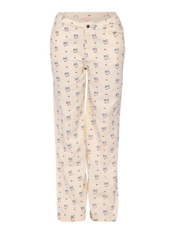 Little bow printed button closure pants for wholesale by K Too