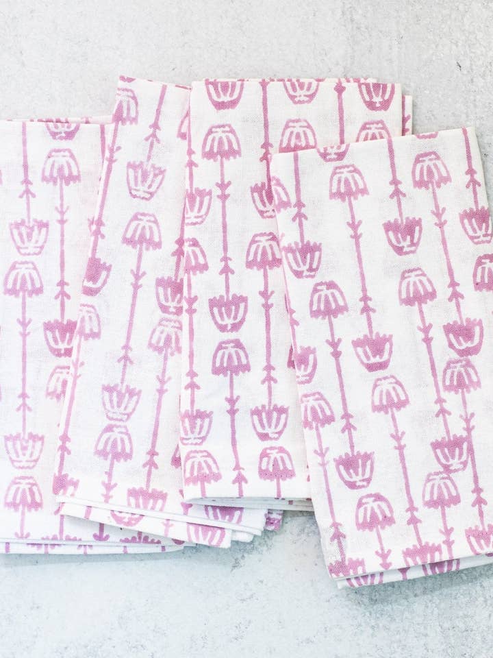 Dinner Napkins (set of 4) - Mosaic Flower, Lilac for wholesale by Mended